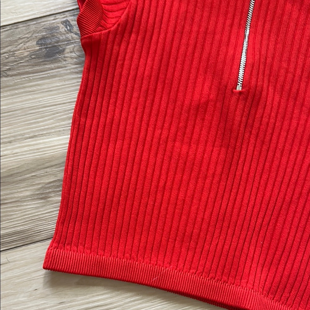 Zara Women’s Red Ribbed Mini Top - Picture 2 of 9